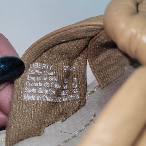 Earth Spirit Shoe Womens Size 7 Liberty Sandal Tan Leather Knot‎ 2.5" Heel - Picture 8 of 12